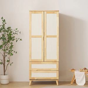 [리퍼] 아마르 템바보드 원목 투서랍 2단서랍 옷장 화이트내추럴