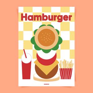 P88 햄버거세트 수제 버거 포스터 매장 인테리어 음식 패스트푸드 burger 감튀 콜라
