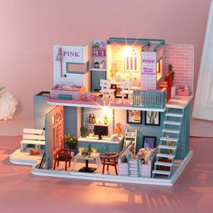DIY 미니어처 하우스 인테리어 장식소품 핑크카페