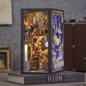 DIY 미니어처 하우스 북눅 북엔드 인테리어 책꽂이 장식소품 별 안개 휴게소