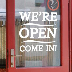 레트로 we are open come in 어서오세요 도어 스티커
