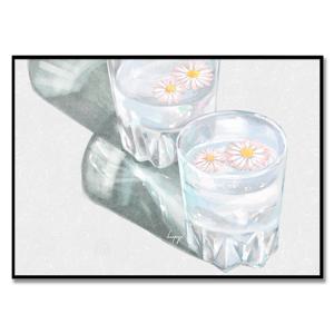 유리컵, 한페이지 작가 카페 여행 감성 일러스트 포스터 액자