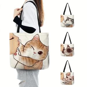 캐릭터 에코백 뽀뽀거부 고양이 귀여운 데일리 숄더백 쇼핑백