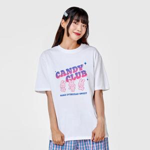 캔디클럽 스크래빗 반팔 티셔츠 FREE 화이트