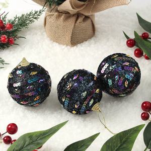 도토로 다크블루 글리터 장식볼 3p(8cm) (큐빅&스팽글)
