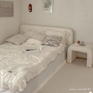 빈 슬림형 아쿠아텍스 패브릭/부클레 호텔 침대프레임(SS/Q/K)