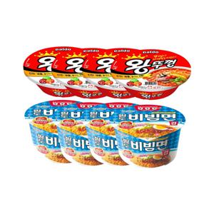 비빔면컵 115g*4개+왕뚜껑 110g*4개