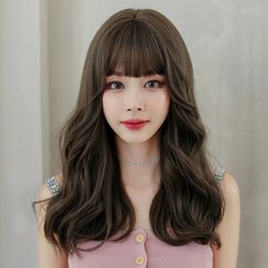 언니네 가발 로맨틱 웨이브 긴머리 통가발(올리브브라운)