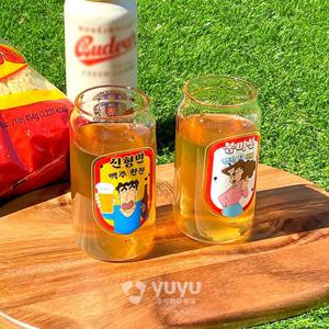짱구 신형만 봉미선 330ml 2p 맥주 하이볼 유리컵 세트 물컵 주스