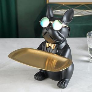 프렌치불독 골드 트레이 저금통 보관함 장식 오브제 불독트레이 차키 열쇠 보관 감성 소품