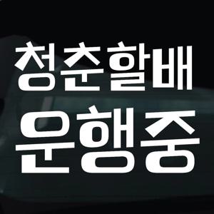 어르신운전중 스티커 안전운전 차량 자동차 데칼 시트지 22 청춘할배운행중