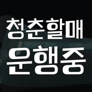 어르신운전중 스티커 안전운전 차량 자동차 데칼 시트지 23 청춘할매운행중