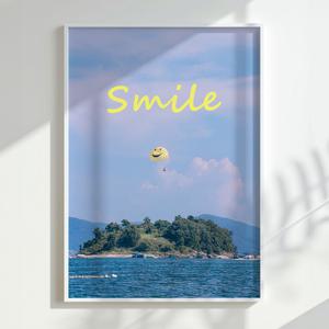 스마일 바다 사진 미드센츄리 모던 레터링 타이포 그래피 인테리어 포스터 액자
