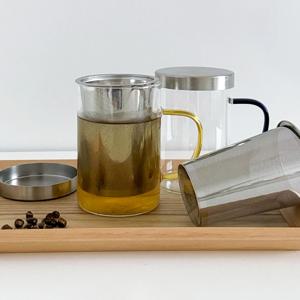 내열유리 유리 스텐 차망 거름망 뚜껑 티머그잔 머그컵(4color)