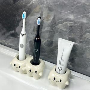 [해외] 1+1 미드센추리 모던 세라믹 칫솔꽂이 치약 걸이 거치대 치솔 홀더 2구