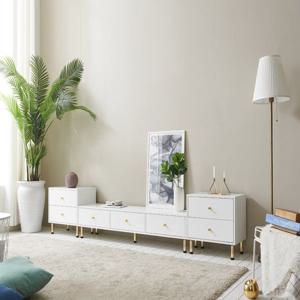 네일샵 진열 선반 화이트 골드 세련 낮은서랍장세트