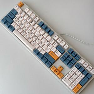 레트로 빈티지 키캡 한글각인 블루 옐로우 CHERRY PBT 독거미 한무무키캡