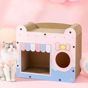 [해외] 대형 핑크리본 고양이 스크래쳐 숨숨집 장난감
