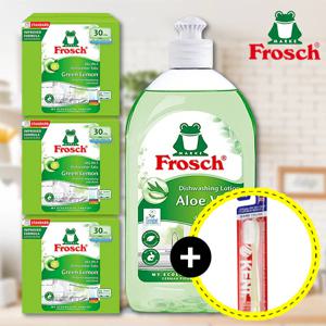 식기세척기 세제 그린레몬 30개입 x3개+주방세제 500ml 1개 랜덤 켄트칫솔드림