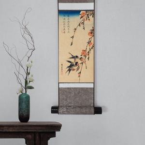 복숭아꽃 제비 그림 건강기원 그림 길조 인테리어 포스터 액자 동양화 개업선물 족자 새그림