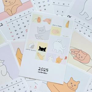 2025년 고양이 책상용 엽서 달력 인테리어 감성 선물용 벽 탁상용 미니 달력 캘린더