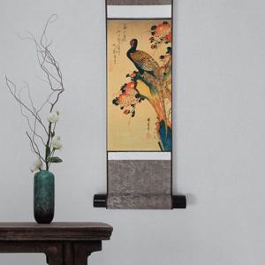 꿩 그림 국화 그림 족자 동양화 장수 건강기원 그림 성공 풍수 인테리어 액자 포스터그림