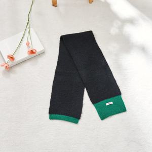 울 비스코스 혼방 컬러블록 니트 머플러 그린 블랙