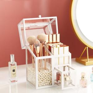 뚜껑있는 립스틱 보관함 브러쉬 진열장 화장대 꾸미기 사각 스킨 로션 수납함