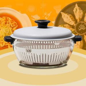내열유리 실리콘 뚜껑 채반 냄비 전자레인지 라면용기 계란찜 용기 찜기 2.3L