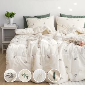 리프자수 광목 프리미엄 차렵이불세트(SS/Q) 3type