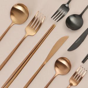 무광 로즈 골드 티타늄 앤틱 양식기 수저 티스푼 티포크 홈카페 신혼 집들이 선물