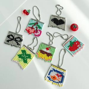 미니 비즈발 키링 만들기 도안 DIY 키트 재료 옷핀 7종 가방 템 (토마토)