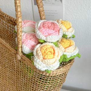 장미 니트꽃 조화 플라워 꽃다발 장식 홈데코 인테리어 2color