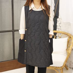 데님패딩 앞치마 2color