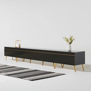 루시엔1 흑경 2700거실장세트(상판흑경,골드다리)