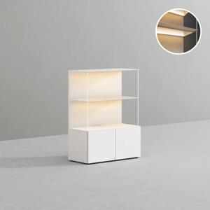 800폭 3단 스틸 철제선반장 (1단도어, 조명) DSCDB0803L