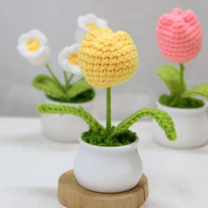 손뜨개질 꽃화분 (차량용 미니 꽃화분)  튤립