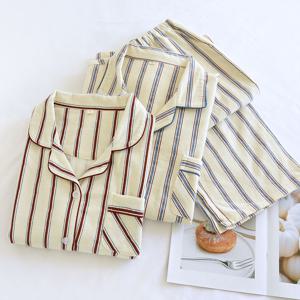 버건디&블루 순면기모 겨울 커플 잠옷