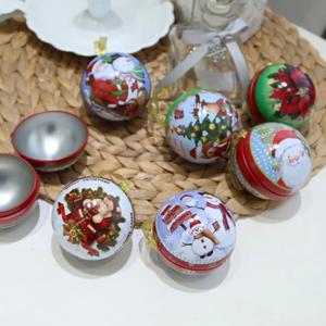 7P구성 크리스마스 볼 틴박스 오너먼트 트리장식 소품 사탕케이스