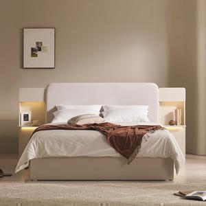 [오늘의집 단독] 비스타 LED조명 패브릭 쿠션형 호텔 수납 침대프레임 SS/Q/K