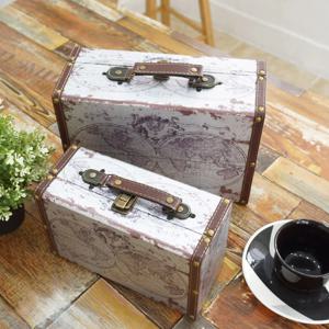 2P세트 지도화이트 빈티지박스 가방 트렁크 인테리어 장식 연출 소품