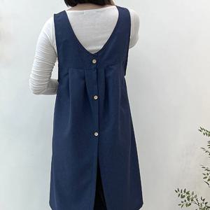 뒷면단추 투포켓 무지 원피스 앞치마 조리 요리복 키친웨어