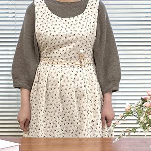 은은한 꽃패턴 원피스형 앞치마 주방 요리복