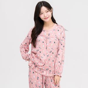 여성잠옷 피치기모 믹스패턴 잠옷 상하세트 42WS 5color 1size