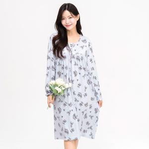 여성잠옷 피치기모 믹스패턴 잠옷 원피스 42WO 5color 1size