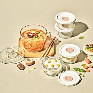 렌지쿡 누들용+햇밥용기 원형4종세트(코지밀크)