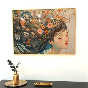 돈 들어오는 꽃 머리 화분의 여인 인테리어 풍수 그림 거실 액자