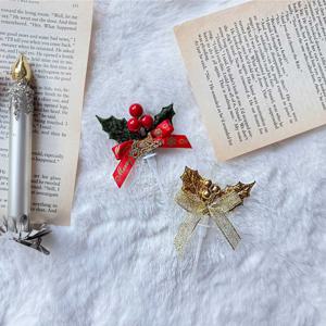 크리스마스 미니 토퍼 케이크 데코픽 성탄절 장식 - 레드베리 골드베리