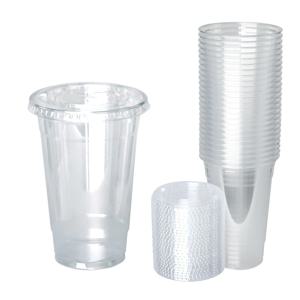 PET 투명컵 470ml 평뚜껑세트 25개, 일회용 플라스틱컵