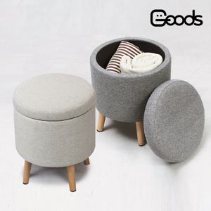 나나미 패브릭 방석 오픈 수납형 스툴 뚜껑열리는 의자 화장대 보조 의자 2colors